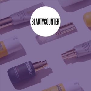Beautycounter products on white with Beautycounter logo